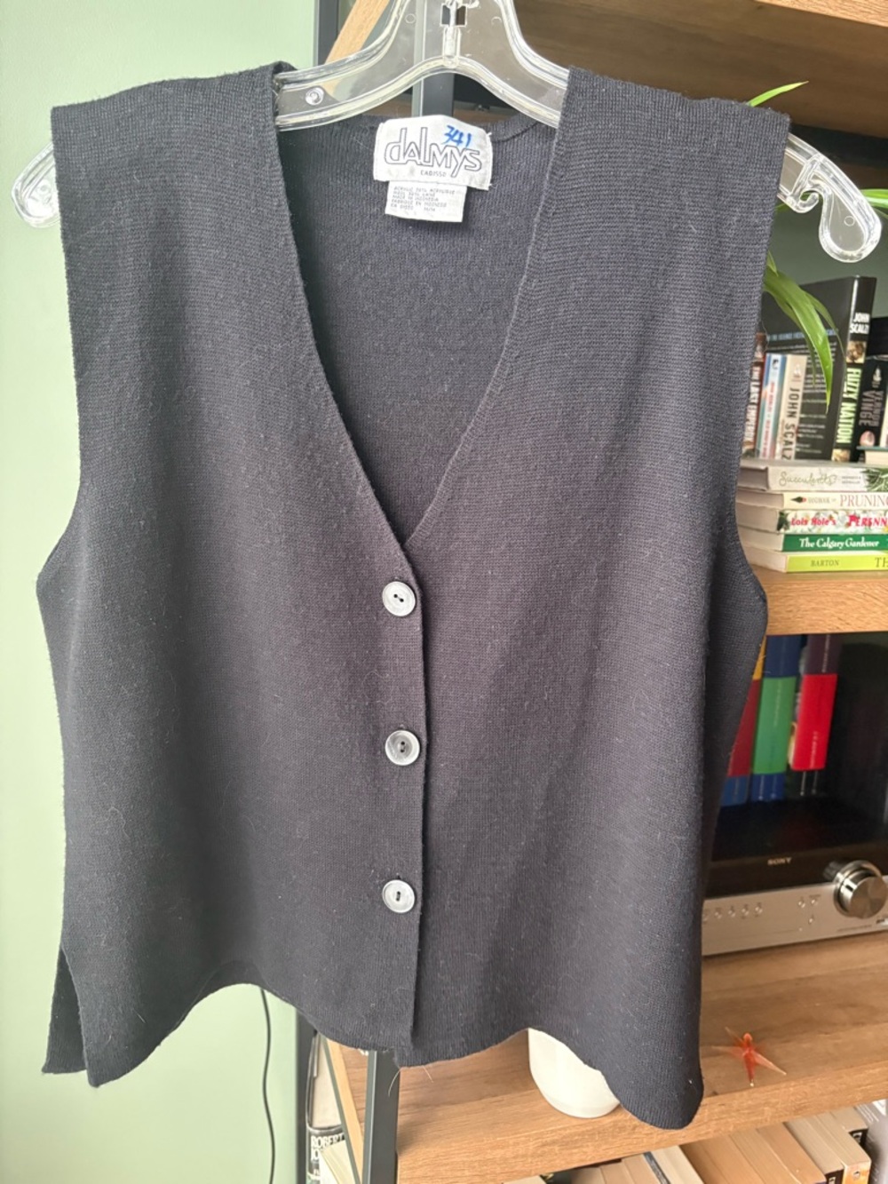 Vintage Dalmys Black Knit Vest - Carolyn Bessette-Kennedy Style - 90s Minimalist